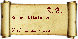 Kroner Nikoletta névjegykártya